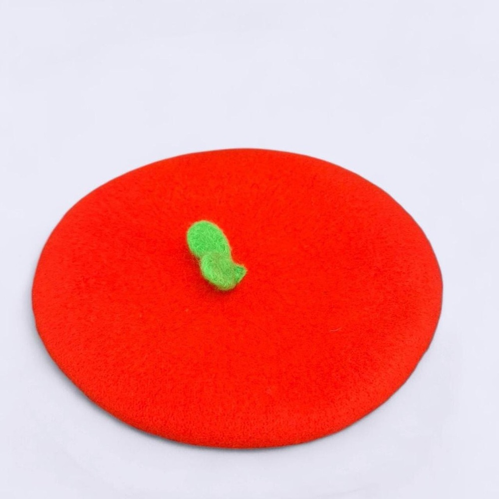 Cute Orange Beret with Green Accent